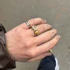 Handmade 14k gold green and brown zircon statement ring by em jono