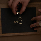 Handmade 14k gold green and brown zircon statement ring along with other one of a kind gold statement rings  by em jono