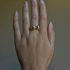 Handmade 14k gold green and brown zircon statement ring by em jono