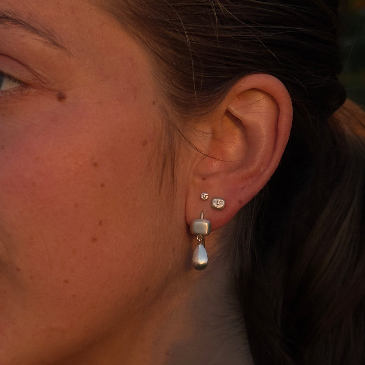 geo drop earring | silver