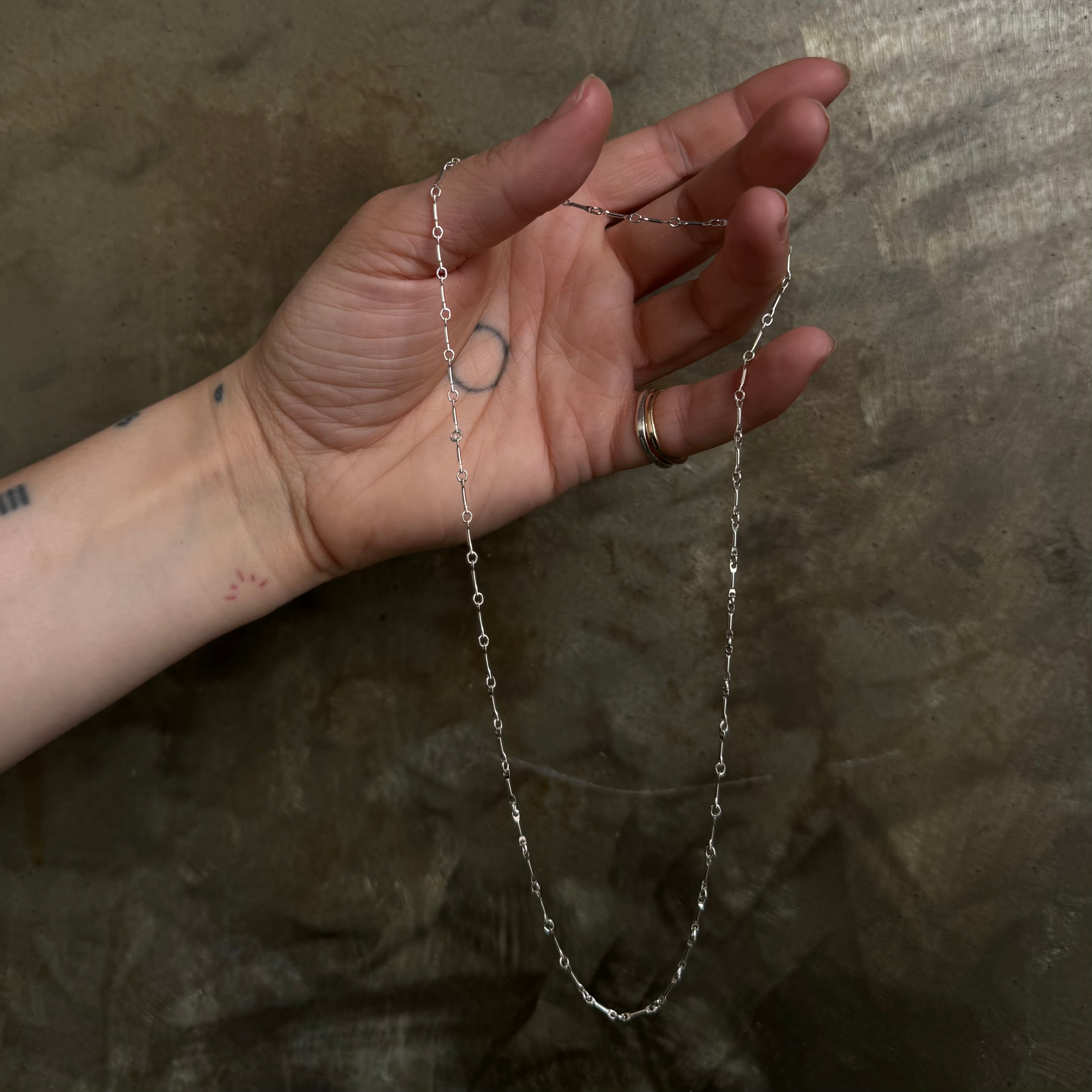 Sterling silver bar chain necklace by em jono