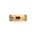Handmade one of a kind 14k gold cigar band ring with natural blue/red sapphires and brown diamond by em jono