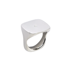 Handmade chunky sterling silver square ring with diamond by em jono 