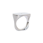 Handmade chunky sterling silver square ring with diamond by em jono 