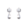 Handmade pair of sterling silver drop earrings with square and teardrop shapes by em jono 