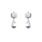 Handmade pair of sterling silver drop earrings with square and teardrop shapes by em jono 