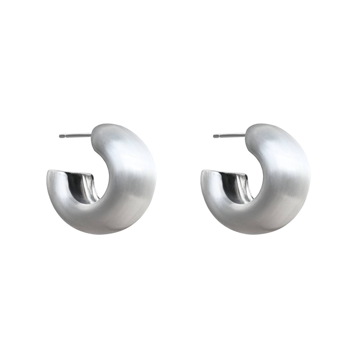 handmade Pair of chunky sterling silver hoop earrings by em jono 