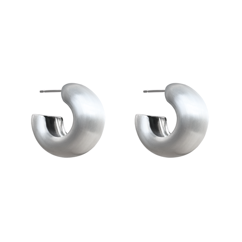 handmade Pair of chunky sterling silver hoop earrings by em jono 
