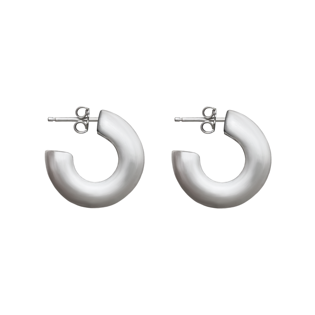 Handmade Pair of chunky sterling silver hoop earrings by em jono 