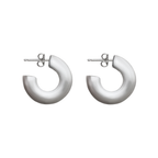 Handmade Pair of chunky sterling silver hoop earrings by em jono 