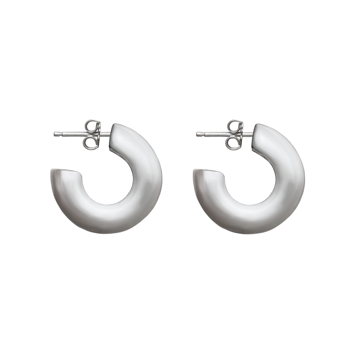 Handmade Pair of chunky sterling silver hoop earrings by em jono 