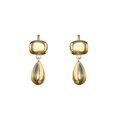 Handmade pair of 10k gold drop earrings with square and teardrop shapes by em jono 