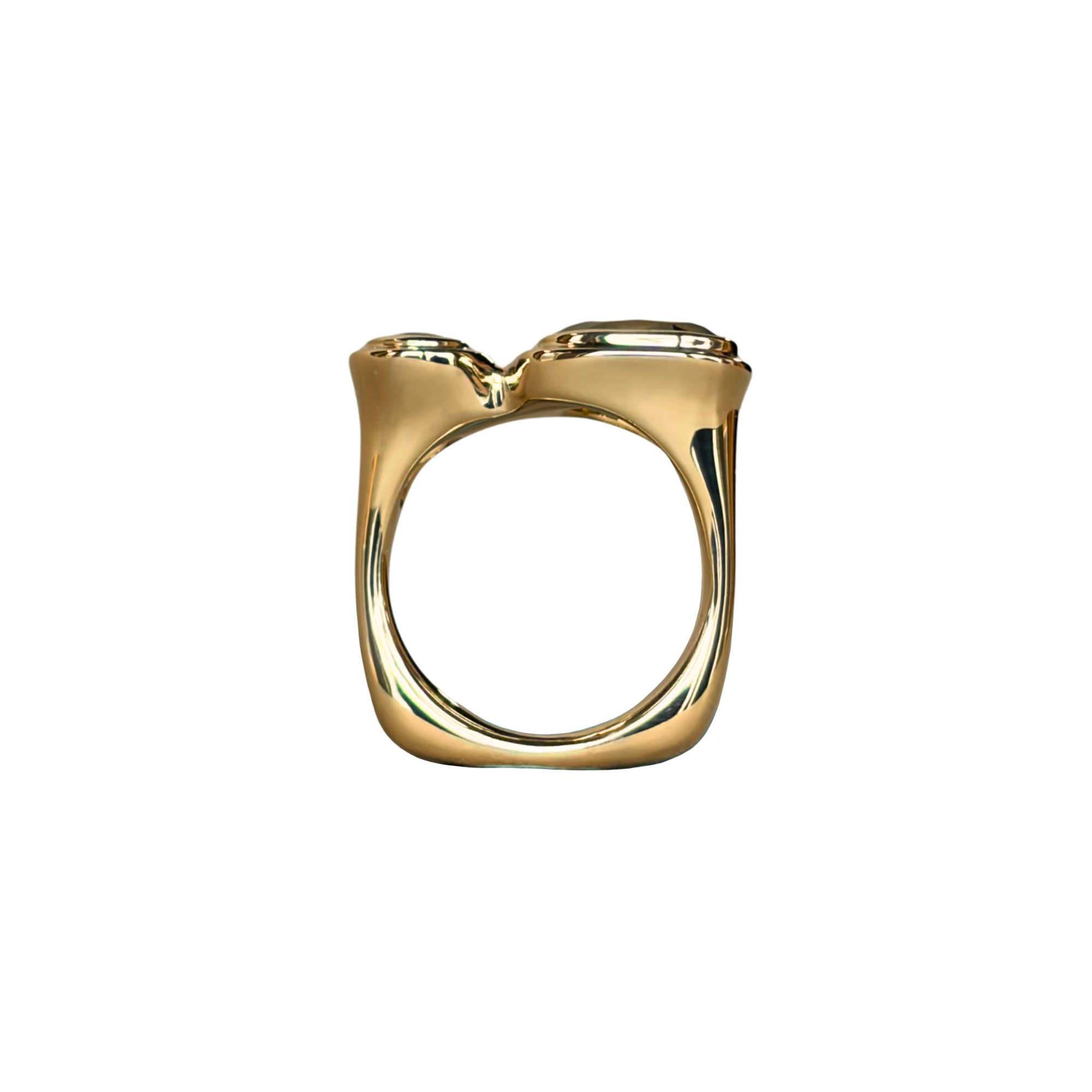 Handmade 14k gold green and brown zircon statement ring by em jono
