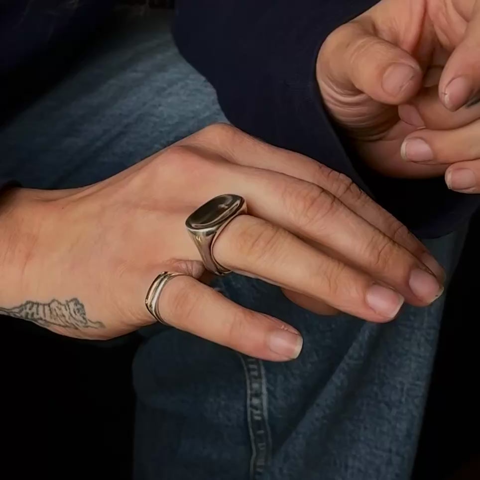 Handmade sterling silver worry stone ring by em jono