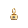two sided 10k gold spinner pendant with a natural blue sapphire and handmade by em jono 