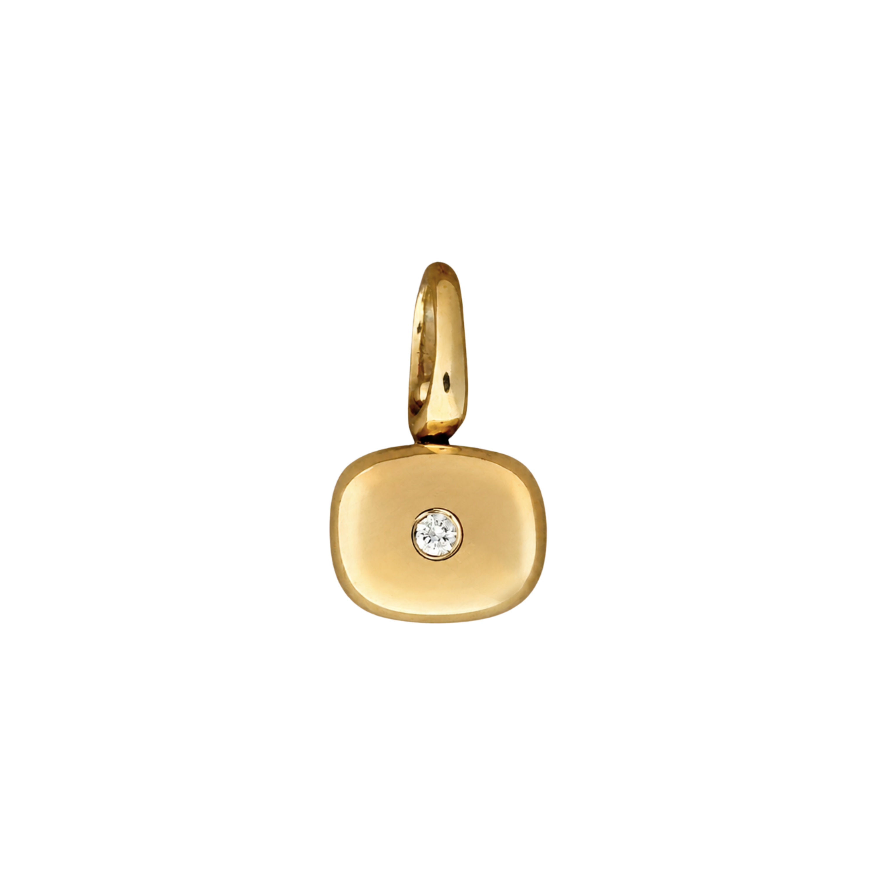two sided 10k gold spinner pendant with a recycled diamond - handmade by em jono 
