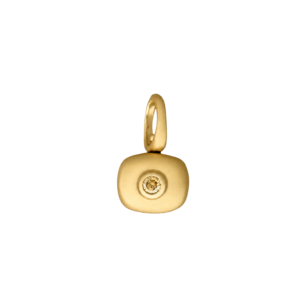10k Gold two sided pendant with a recycled brown diamond handmade by em jono 