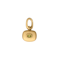 10k Gold two sided spinner pendant with a small green sapphire gemstone handmade by em jono